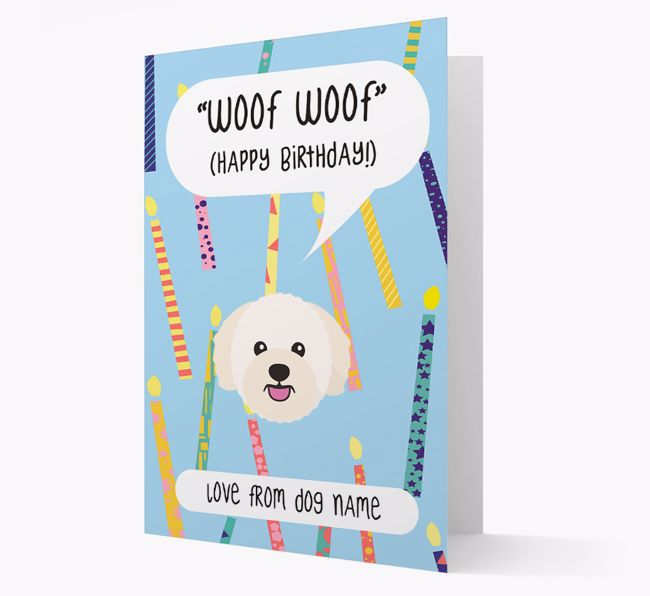 Personalized 'Woof Woof' Birthday Card with {breedFullName} Icon